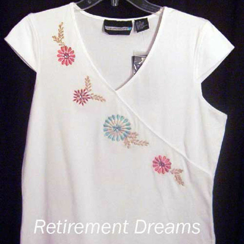 Requirements M Flower Beaded Shirt NEW NWT Flaw